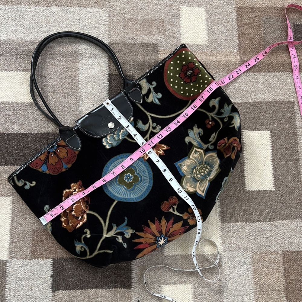 Longchamp Vintage Millefiori Velvet Blue Black Bag - Picture 10 of 10